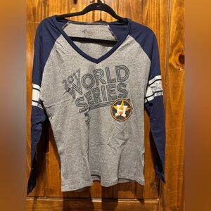 Women’s Astros 2017 World Series Gray and Blue Long Sleeve Shirt